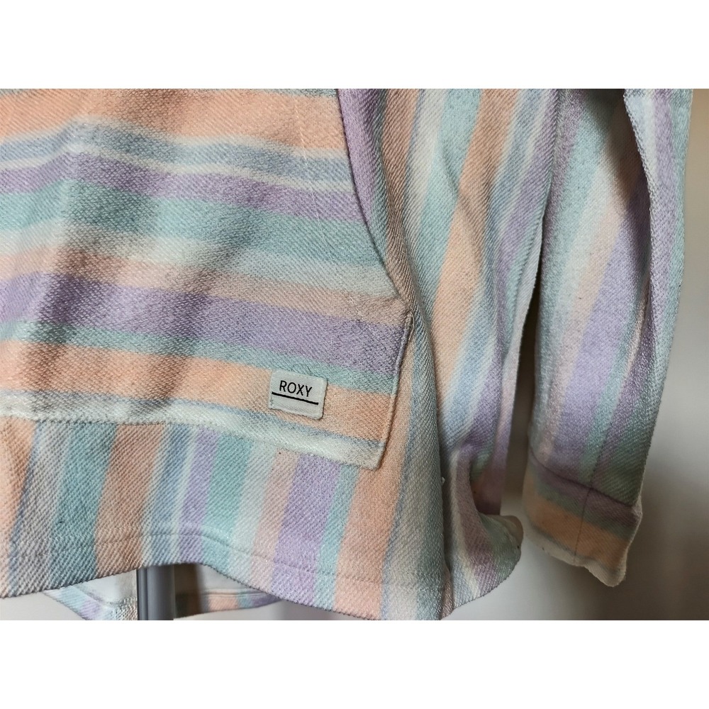 Roxy Girl Striped Hoodie Pastel Baja Pullover Size L 14/16 25RSSHB12X-101-PC - Picture 3 of 8
